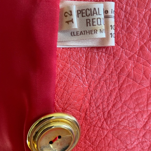 Leda Spain by Gropper Tangerine Leather Trench Coat with Gold Tone Accents - Picture 12 of 16